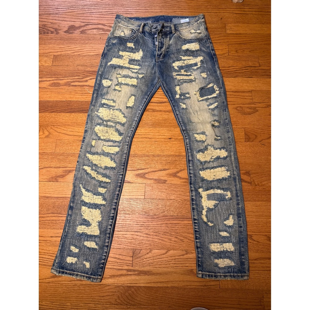 Mnml M1 Men heavy Rip-and-Repair Distessed Denim streetwear jeans size 31